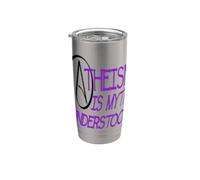 Atheism is Myth Understood Philosophical Debate Purple Text Stainless Steel Insulated Tumbler