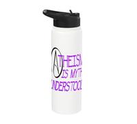 Atheism is Myth Understood Philosophical Debate Purple Text Stainless Steel Insulated Water Bottle
