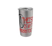 Atheism is Myth Understood Philosophical Debate Red Text Stainless Steel Insulated Tumbler