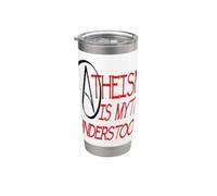 Atheism is Myth Understood Philosophical Debate Red Text Stainless Steel Insulated Tumbler