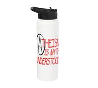 Atheism is Myth Understood Philosophical Debate Red Text Stainless Steel Insulated Water Bottle