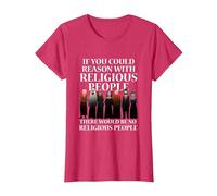 Atheist Agnostic Anti-Religion Christianity Muslims T-Shirt, Women, Red Heather, Medium