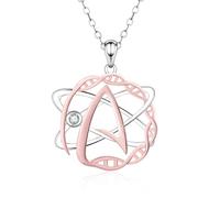 Atheist Necklace 925 Sterling Silver Atheism Sign Pendant DNA Double Helix Atomic Science Pendant Jewelry for Skeptics Scientist Biology Physics Gift for