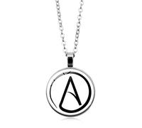 Atheist Sign Pendant Necklace for Women Men,Atheism Symbol Retro Necklace Womens Mens Jewelry Gift Zinc Alloy Link Chain Religious Necklace 18'' Chain+2'' Extender Come Gift Box