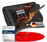 ATHELON® Fireproof underlay [1 x 1 m] - extra thick heat protection mat made of carbon felt [fireproof up to 980 °C] - fire protection mat or grill mat for outdoor and indoor use [flexibly cut to
