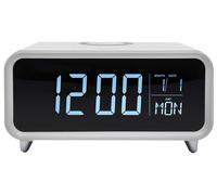 Athena Alarm Clock with Wireless Charger, White - GROOV-E