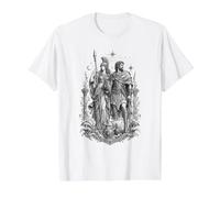 Athena and Odysseus Greek Mythology Warrior Goddess Artwork Value Graphic T-Shirt, Men, White, L