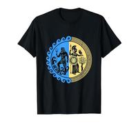 Athena and Poseidon Mythical Contest Protector of Athens Value Graphic T-Shirt, Men, Black, L
