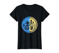 Athena and Poseidon Mythical Contest Protector of Athens Value Graphic T-Shirt, Women, Black, S
