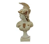 Athena Bust Statue, Gr oddess of Wisdom Cast Marble Sculpture 14.5 in, Minerva Classical Head Figurine, Grey Patina Finish, Handmade in Greece