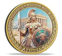 Athena Challenge Coin - Goddess of Wisdom & War Commemorative Medallion, Ancient Greek Design, Protector of The City, Inspirational Gift for Collectors