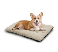 Athena Collection Dog Bed Medium Size Dog, 35 Inches Washable Dog Crate Bed for Medium Dogs Cats Pets, Faux Fir Calming Crate Pad Warming Cozy Soft, Beige