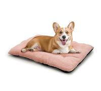 Athena Collection Dog Bed Medium Size Dog, 35 Inches Washable Dog Crate Bed for Medium Dogs Cats Pets, Faux Fir Calming Crate Pad Warming Cozy Soft, Pink