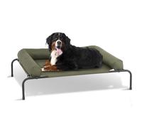 Athena Collection Outdoor Elevated Dog Bed with Removable Bolsters, 55 Inches Raised Dog Cot Washable with Metal Frame Non-Slip Feet for Large Size Dog, Green