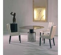 Athena Dining Table - Round - Marble with Steel Pedestal Base - Variation Available