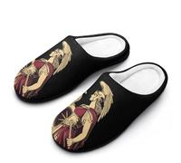 Athena Goddess of Wisdom Men's Cotton Slippers Memory Foam Warm House Shoes for Indoor Outdoor 7-8(40-41)