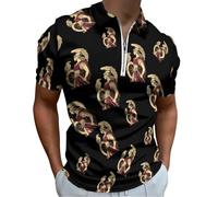 Athena Goddess of Wisdom Men's Short Sleeve Polo Shirts Casual Zippered Golf Shirt Slim Fit T-Shirt Tops 4XL