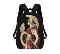 Athena Goddess of Wisdom Printed 17 Inch Daypack Unisex Shoulder Backpacks Travel Laptop Backpack for Women Men
