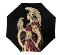 Athena Goddess of Wisdom Travel Umbrella Windproof Automatic Umbrellas 3 Folding Compact Umbrellas for Rain And Sun