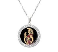 Athena Goddess of Wisdom Women's Custom Pendant Necklace Round Diamond Necklaces Jewelry Gifts for Men Birthday