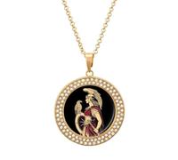Athena Goddess of Wisdom Women's Custom Pendant Necklace Round Diamond Necklaces Jewelry Gifts for Men Birthday