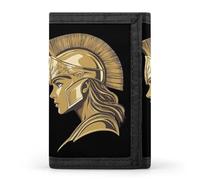 Athena Greek Goddess Men's Wallets Trifold Women Purse with Coin Pocket 8 Card Slots Keyring Photo Window