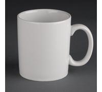Olympia Athena Crockery Mugs 10oz / 280ml (Pack of 12), White Vitrified Porcelain, Shock and Chip Resistant, Stackable, Chip Resistant, Microwave Safe, Restaurant Café and Home Use | CC203