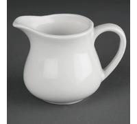 Olympia Athena Hotelware White Milk Jugs 170ml / 6 ounce, Pack of 4, Size: 75(H) x 75(W)mm (100(W)mm with Handle), Non-Drip Spout, Chip Resistant Percelain, Catering and Restaurant Grade | CF370