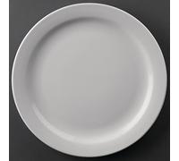 Athena Hotelware Narrow Rimmed Plates in White Porcelain - Super Vitrified Durable Glaze - Oven