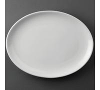 Olympia Athena Hotelware Oval Coupe White Plates, Pack of 12, 254 x 197mm / 10 x 7 3/4 inch, Catering and Restaurant Grade | CC211