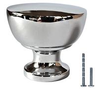 Athena Kitchen Cabinet Knob Set of 6 by French Furniture Fittings - Solid Round Design, Polished Chrome, Deep Antique Brass & More, Easy Installation with Screws Included, Durable & Timeless Style