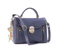 Athena Leather Top Handle Bag With Detachable Crossbody Strap Catwalk Collection Handbags Blue Medium