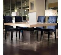 Athena Marble 8 Seater Square Dining Table with Steel Pedestal Base Variation Available