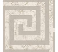 Athena Marble Wallpaper Greek Key Glitter Metallic Cream Gold Silver