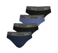 Athena Men's Basic Coton Slip, Blue/Black/Blue/Black (Blue), L (Pack of 4)