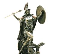Athena Minerva Greek Goddess Medusa Shield Statue Sculpture Bronze Finish 20cm