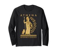 Athena Owl Spear Olive Branch Wisdom Greek Mythology Art Long Sleeve T-Shirt