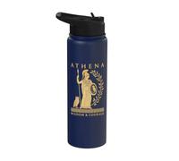 Athena Owl Spear Olive Branch Wisdom Greek Mythology Art Stainless Steel Insulated Water Bottle