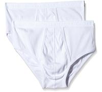 Athena - Pack of 2 Men's Basic Briefs - 100% Organic Cotton - Open Cut, Ergonomic, Comfort and Support - OEKO-TEX® Standard 100 Label, White/White - White Belt, L