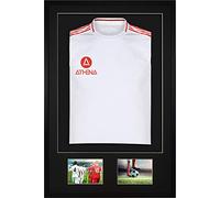 Athena Premium Wood DIY Adult 3D Mounted Sports Shirt Display Frame - Double Aperture - 61 x 91.5cm - Black Frame, Mount, Backing Card