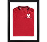 Athena Premium Wood DIY Junior Standard Sports Shirt Display Frame for Football Shirt, Rugby Shirt Shadow Box - 50 x 70cm - Black Frame, Black Inner Frame, White Backing Card