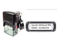 Athena Stamps Nurses/Midwife/Doctors Stamp - Supplied with Handy Key Ring - Self Inking Personalised (2 Lines) Exclusively for Athena Stamps, Black, 26mm x 9mm (nurse 5200)