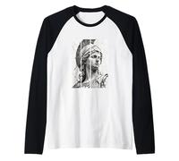 Athena Statue Split Panel Greek Mythology Art Raglan Baseball Tee
