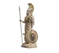 Athena With Owl Medusa Holding Shield Gr oddess Alabaster Statue Gold 6.69"