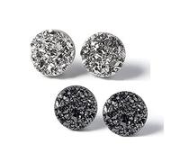 Atheniz Magnetology Lymphvity Germanium Earrings, Amo'Thea Lymphactive Mag Studs, Magnetic Stud Non Piercing Acupressure Earrings, Crystal Magnetic Therapy Earrings (Black+Silver,6mm)