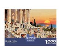 Athens Acropolis Parthenon Sunset Wooden Jigsaw Puzzle Waterproof 1000 Piece Puzzles for Adults Colourful Challenging Games