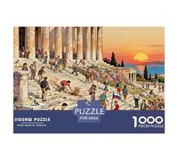 Athens Acropolis Parthenon Sunset Wooden Jigsaw Puzzle Waterproof 1000 Piece Puzzles for Adults Fun Home Decoration