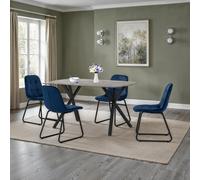 Athens Concrete Effect Rectangular Dining Set with Lukas Chairs Seconique Blue One Size