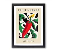 Athens Fruit Market Exhibition Red Chili Pepper Framed Print | A2 Black Framed Wall Art | Ready to Hang | Modern Food Picture | Living Room Bedroom Lounge Office