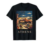 Athens Greece Acropolis Sunset Retro Travel Graphic T-Shirt